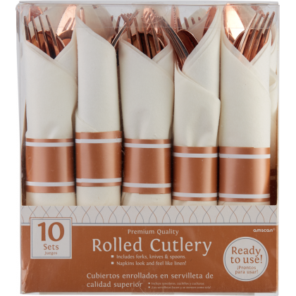 Rolled Cutlery - Rose Gold