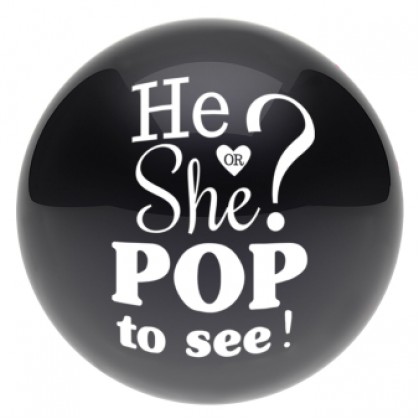 Latex Balloon Gender Reveal Black with 2 x Confetti Blue & Pink