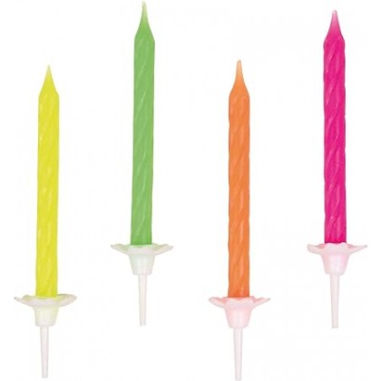 10 Spiral Candles Neon Height 6.3 cm