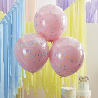 Balloons - Double Stuffed Pastel Confetti Balloons
