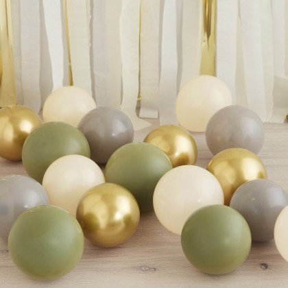 Balloon Pack - 5 inch - Green, gold, grey and sand