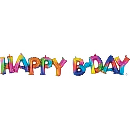 Block Phrase Happy Bday Rainbow Splash