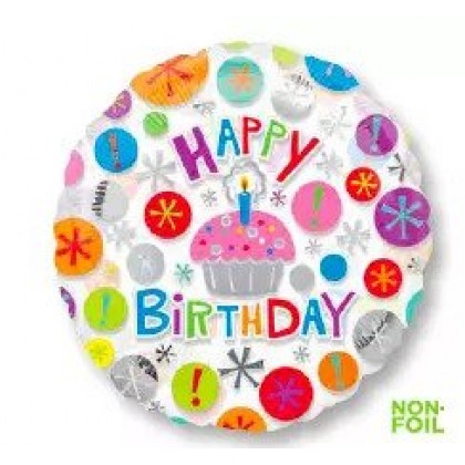 S60 17" Birthday Cupcake Standard Clearly Metallic™