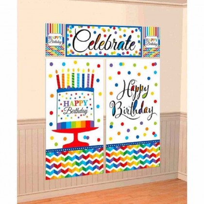 Bright Birthday Wall Decorating Kit - Plastic