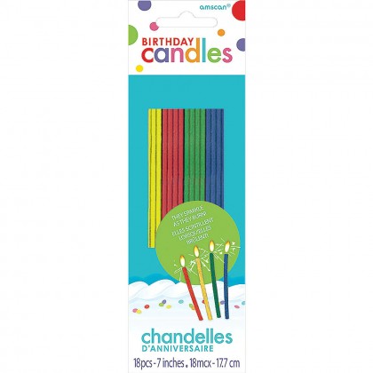 Sparkling Thin Birthday Candles Assorted Colors