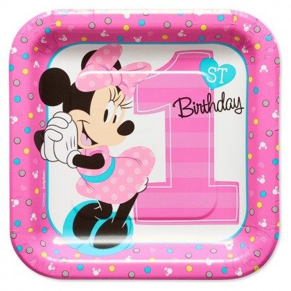 Disney Minnie Fun To Be One Square Plates, 7 in