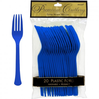 Plastic Fork Bright Royal Blue