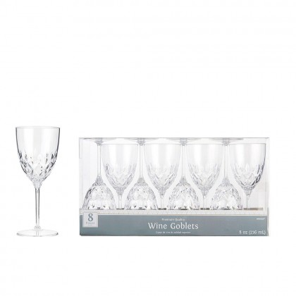 Crystal Look Wine Glasses Boxed Plastic Clear