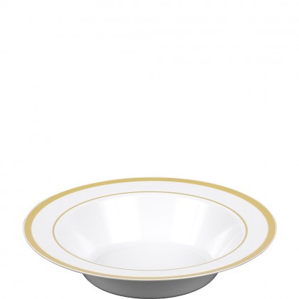 Premium Bowls White w Gold Trim