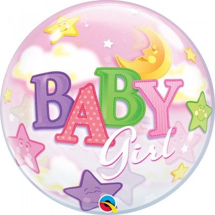Q 22" Baby Girl Moon Bubble Balloon