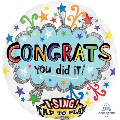 P60 28" Congrats Jumbo Sing-A-Tune® XL® Foil Balloon