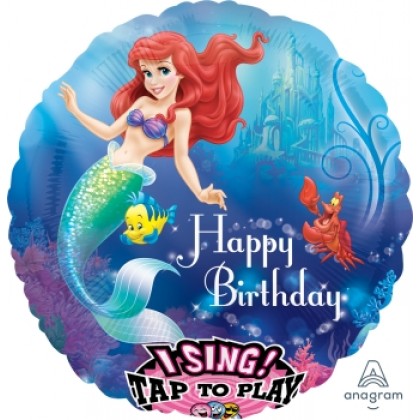 P75 28" Little Mermaid Happy Birthday Jumbo Sing-A-Tune® XL® Foil Balloon