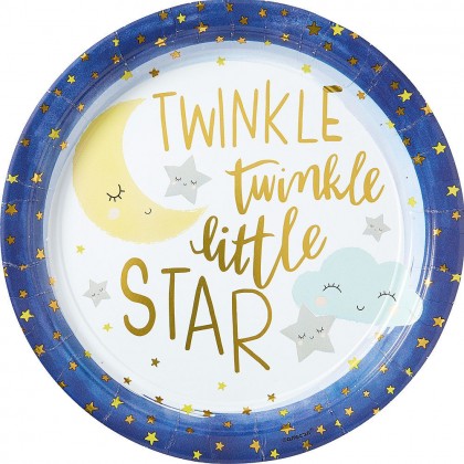 Twinkle Twinkle Little Star Round Metallic Plates 10.5