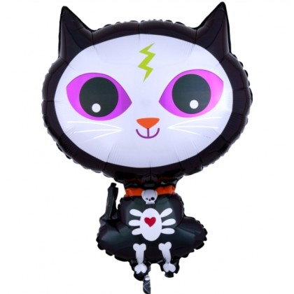 S50 Skelly Kitty Junior Shape Foil Balloon Package