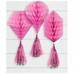 Honeycomb with Tassel - Bright Pink