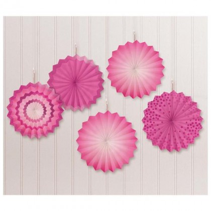 Hot Stamp Paper Fan - Bright Pink