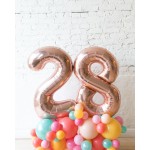 BubbleGum - Foil Number on Balloon Pedestal - 3FT