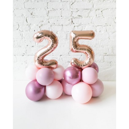 CherryBlossoms - Tabletop Foil Numbers on Balloon Base - 1.5ft