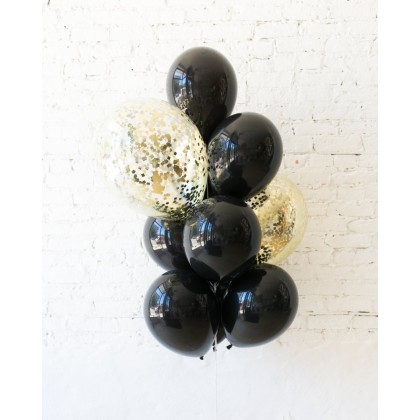 Royal - Confetti and 11in Balloons - bouquet of 10