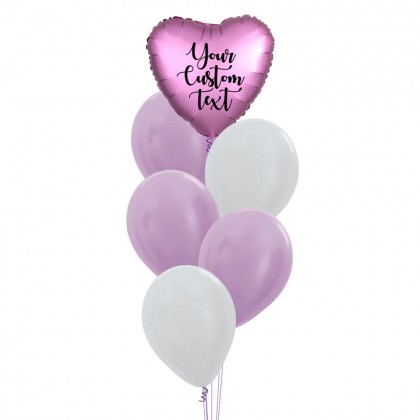 Personalised Heart Foil With Metallic Latex Balloons Bouquet