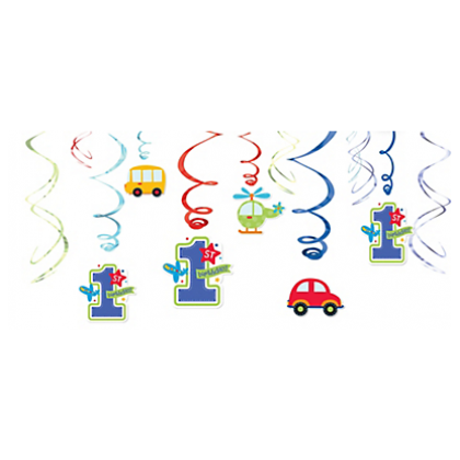 All Aboard Boy Value Pack Foil Swirl Decorations