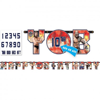 WWE® Jumbo Add-An-Age Letter Banner - Printed Paper