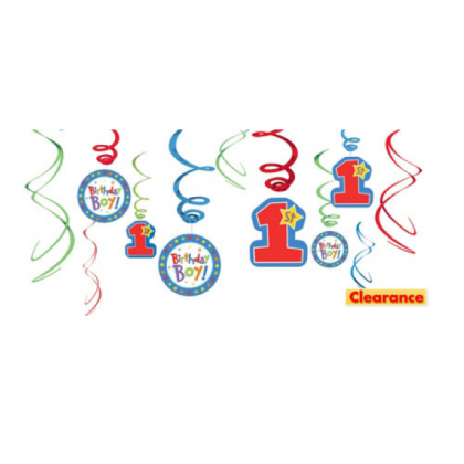 One-derful Boy Value Pack Foil Swirl Decorations