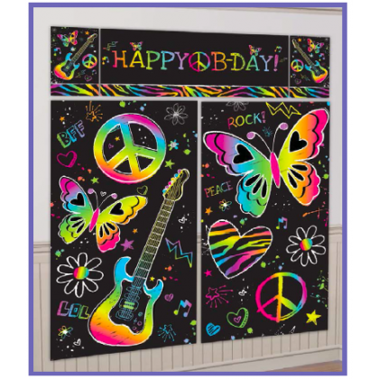 Neon Birthday Scene Setters® Wall Decorating Kit - Plastic