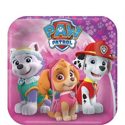 Paw Patrol™ Girl Square Plates, 7 in