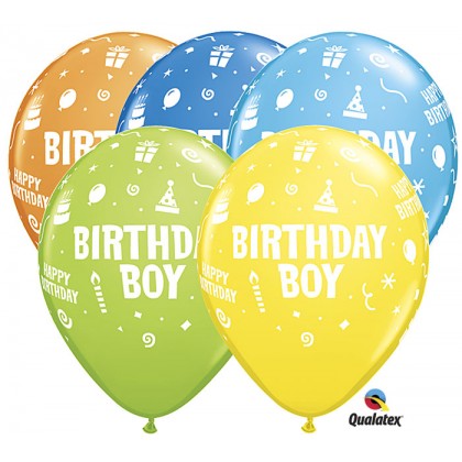 Q 11" Round Bday Boy "Happy Birthday Boy" Assorted Colors