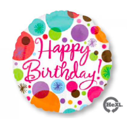 S40 17" Happy Birthday Polka Dots Standard HX®