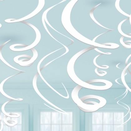 22" Plastic Swirl Decorations Frosty White