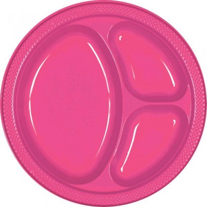 Bright Pink Festive Occasion® Plastic Tableware Divded Plate, 10 1/4"