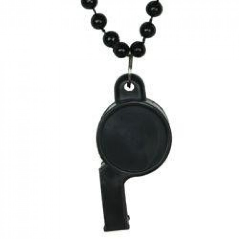 Necklace, 36"; Whistle, 2" Whistle on Chain Necklaces Black