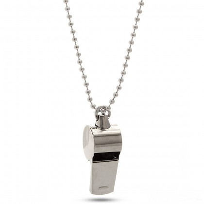 Necklace, 36"; Whistle, 2" Whistle on Chain Necklaces Silver