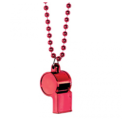 Necklace, 36"; Whistle, 2" Whistle on Chain Necklaces Red