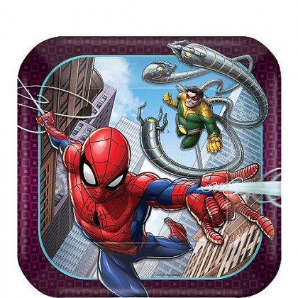 Spider-Man Webbed Wonder Square Plates, 7 in
