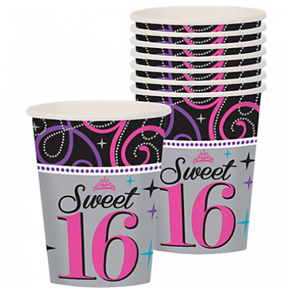 Sweet Sixteen Celebration Cups, 9oz.
