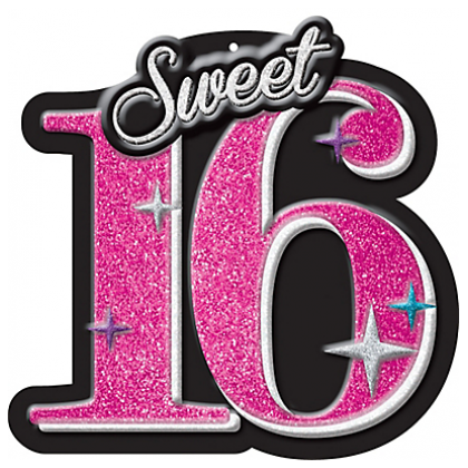 Sweet Sixteen Celebration Cutout - Glitter Plastic