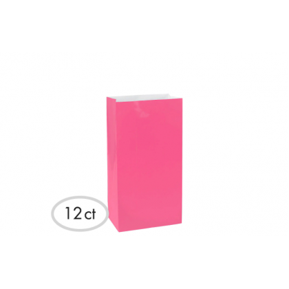 6 1/2"H x 3"W x 2"D Packaged Paper Bags BRIGHT PINK (Mini)
