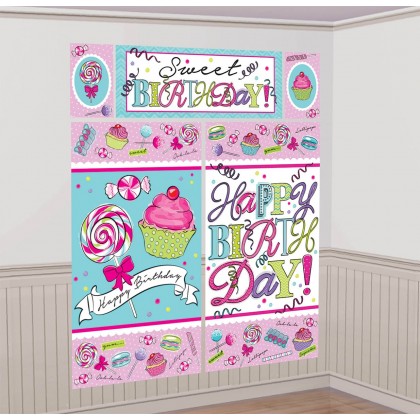 Sweet Party Scene Setters® Wall Decorating Kit - Plastic