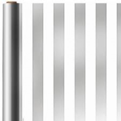 12' x 30" Gift Wrap Stripe - Silver Printed Jumbo w/ Hang Tab