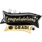 P35 LRG SHP CONGRATS GRAD GOLD & BLACK