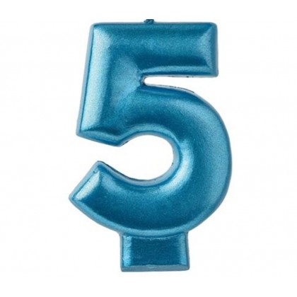 NUMERAL CANDLE 5 - BLUE