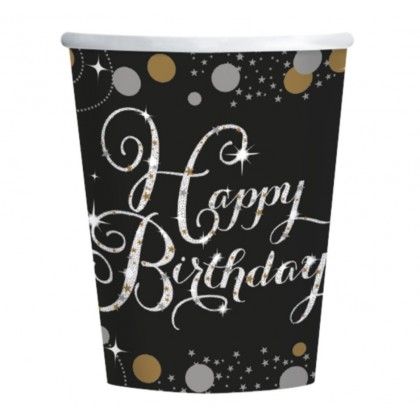 8 Cups Happy Birthday Sparkling Celebrations Paper