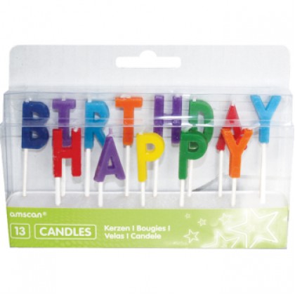 13 Letter Candles Happy Birthday Multicolour Height 6' / 7.7 cm