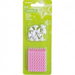 24 Spiral Candles with 12 Holders Pink Height 6.3 cm