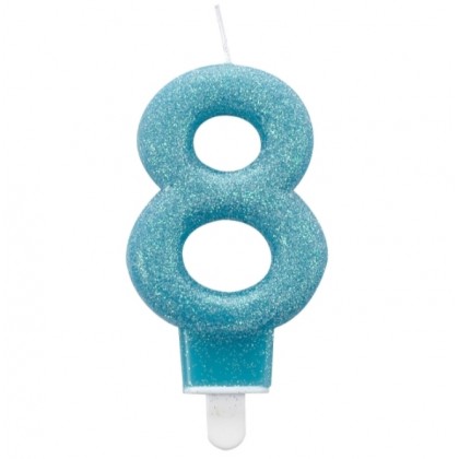 Number Candle 8 Glitter Height 7.6 cm