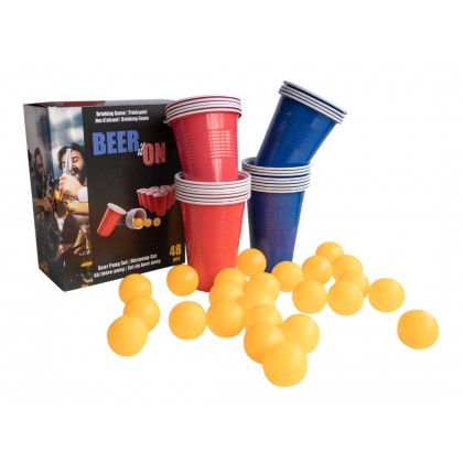 Drinking Game Beer Pong Set with 24 Cups and 24 Ba