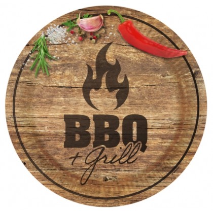 8 Plates BBQ & Grill Party Round Paper 23 cm